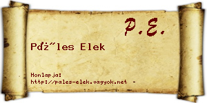 Páles Elek névjegykártya